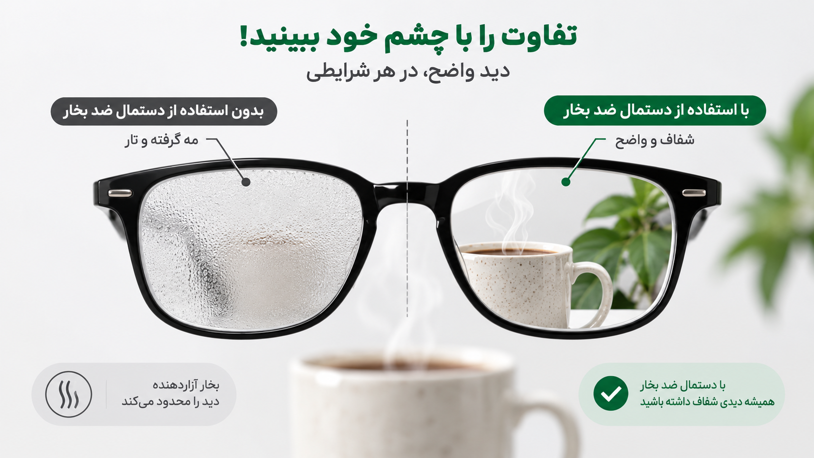 دستمال تمیزکننده و ضد بخار عینک ANTI-FOG | مناسب عینک طبی، آفتابی و ورزشی