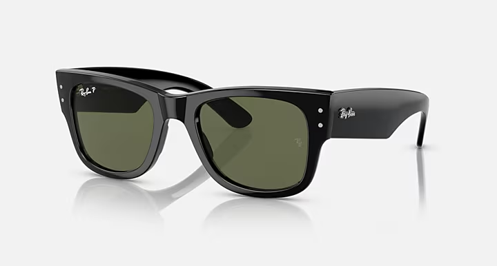 عینک ریبن Mega Wayfarer مگا ویفرر RB0840S 901/58 مشکی با عدسی سبز کلاسیک پلاریزه