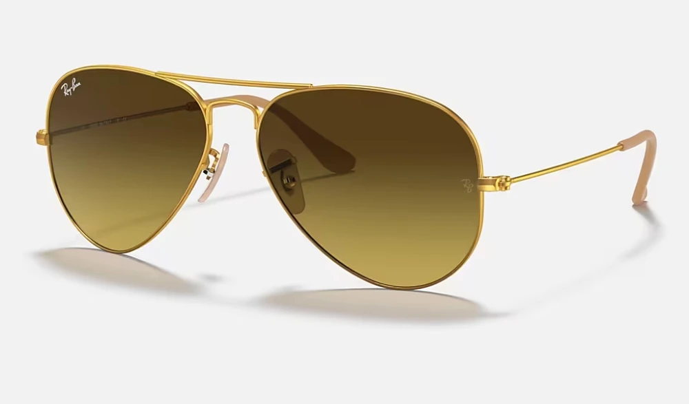 عینک آفتابی اورجینال ری‌بن خلبانی گرادینت (Aviator Gradient) RB3025 112/85 | فریم طلایی مات | عدسی قهوه‌ای گرادینت