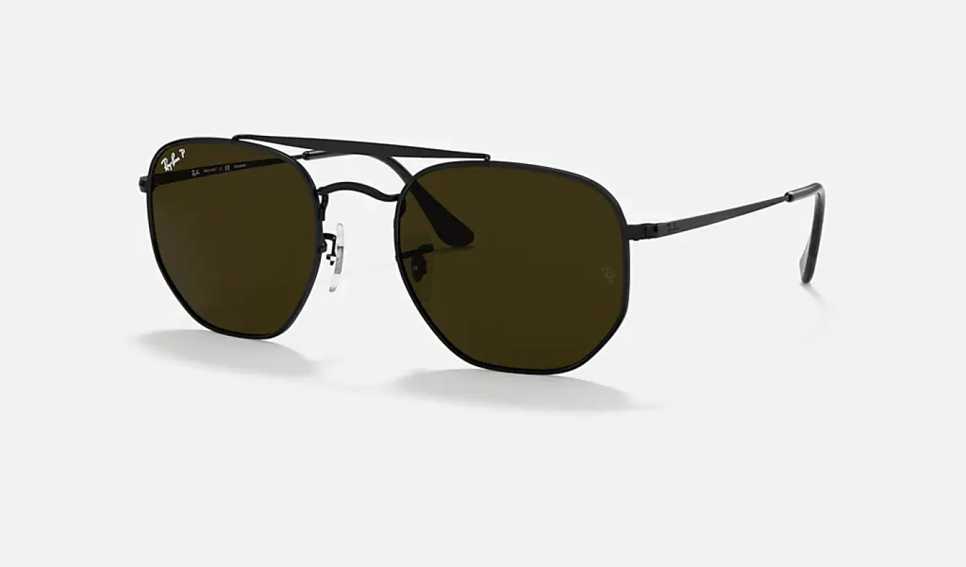 عینک آفتابی اورجینال ری‌بن مارشال Ray-Ban Marshal RB3648 002/58 فریم مشکی با عدسی کریستال سبز G-15 پلاریزه