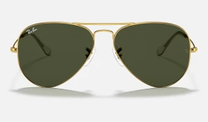 عینک آفتابی ری‌بن مدل Aviator Classic کد RB3025 L0205 با فریم طلایی و عدسی سبز G-15