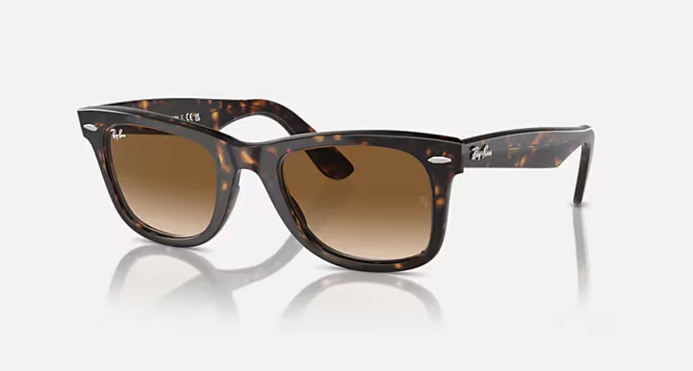 عینک آفتابی اورجینال ری‌بن ویفرر کلاسیک (Wayfarer Classic) RB2140 902/51 فریم اسیتات هاوانا و عدسی قهوه‌ای گرادینت B-15 | ✓ شیب پانتوسکوپیک