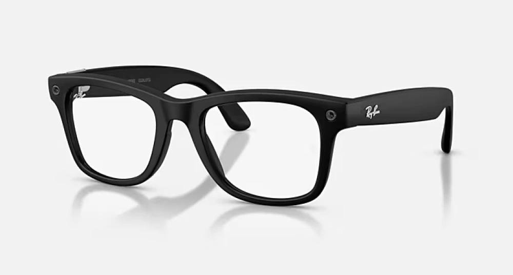 عینک هوشمند ری‌بن متا ویفرر (Wayfarer) نسل سوم (Gen 3) RW4011 601SSB | فریم مشکی مات | عدسی شفاف با فیلتر نور آبی‌ـ‌بنفش