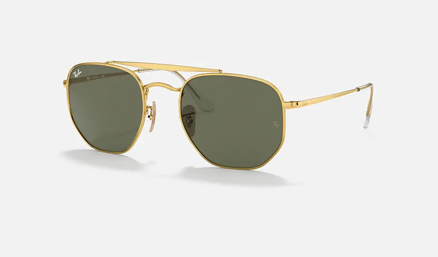عینک آفتابی اورجینال ری‌بن مارشال Ray-Ban Marshal RB3648 001 فریم طلایی با عدسی سبز G-15
