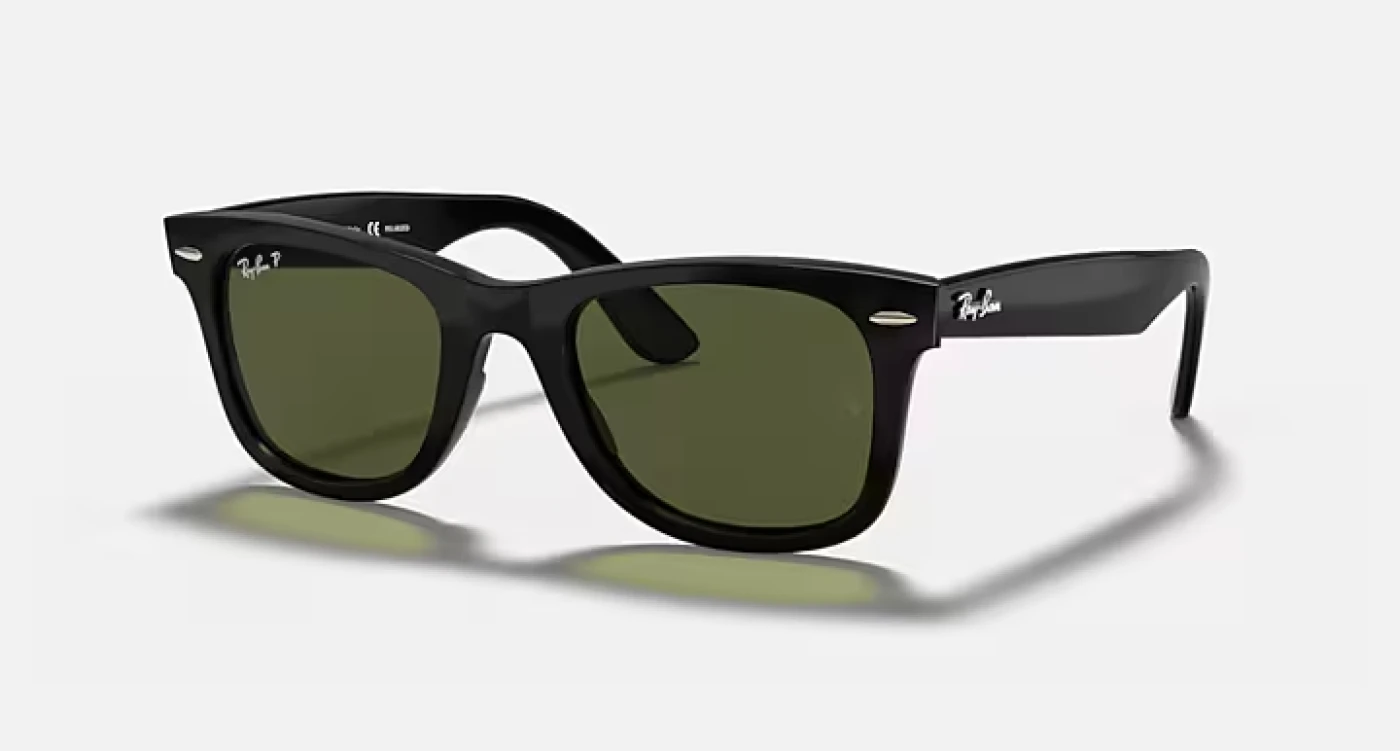 عینک آفتابی اورجینال ری‌بن ویفرر ایز (Wayfarer Ease) RB4340 601/58 فریم مشکی براق و عدسی سبز پلاریزه G-15