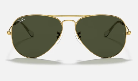 عینک آفتابی ری‌بن مدل Aviator Classic کد RB3025 L0205 با فریم طلایی و عدسی سبز G-15