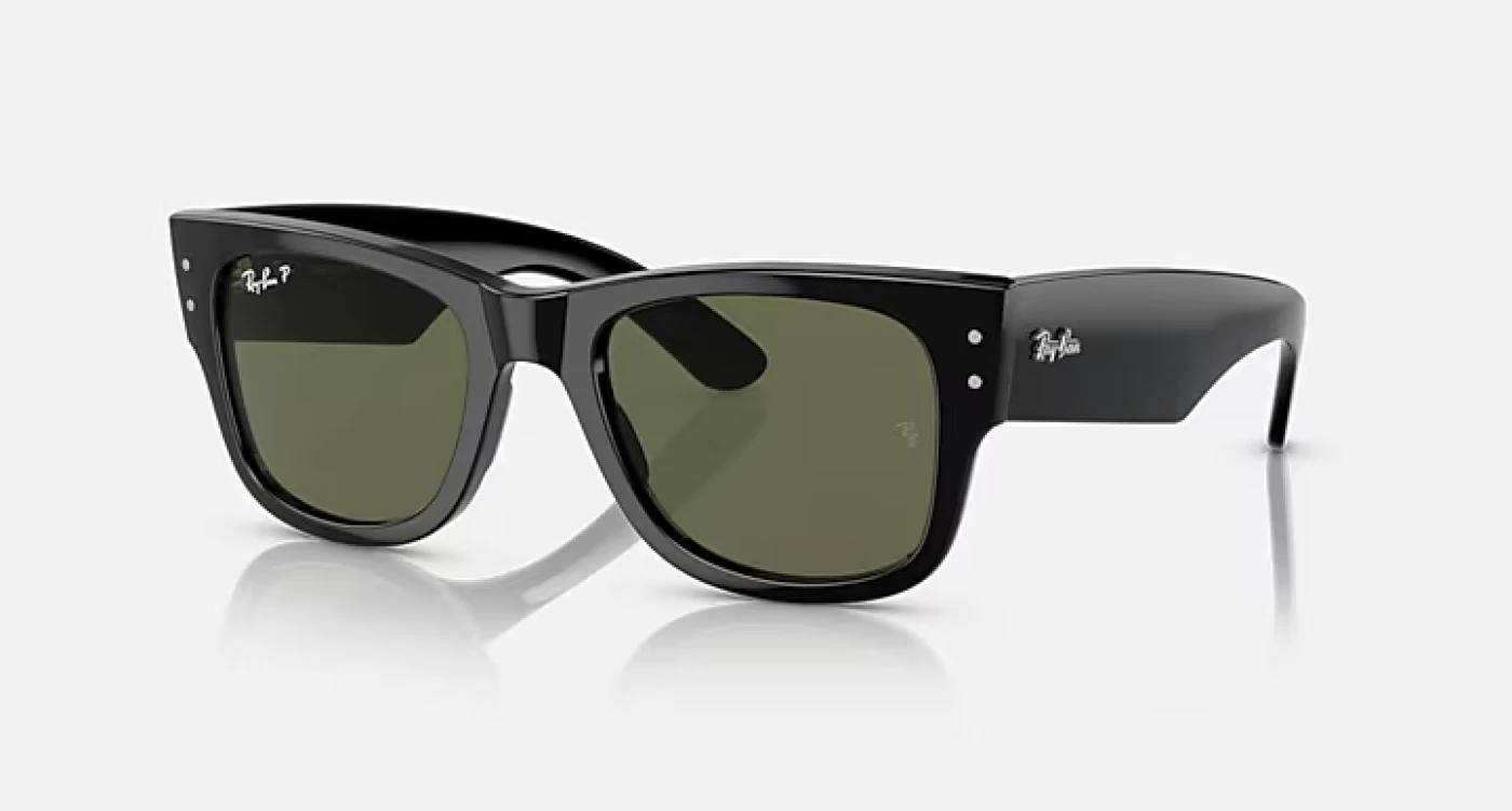 عینک آفتابی اورجینال ری‌بن مگا ویفرر (Mega Wayfarer) RB0840S 901/58 فریم مشکی عدسی سبز پلاریزه