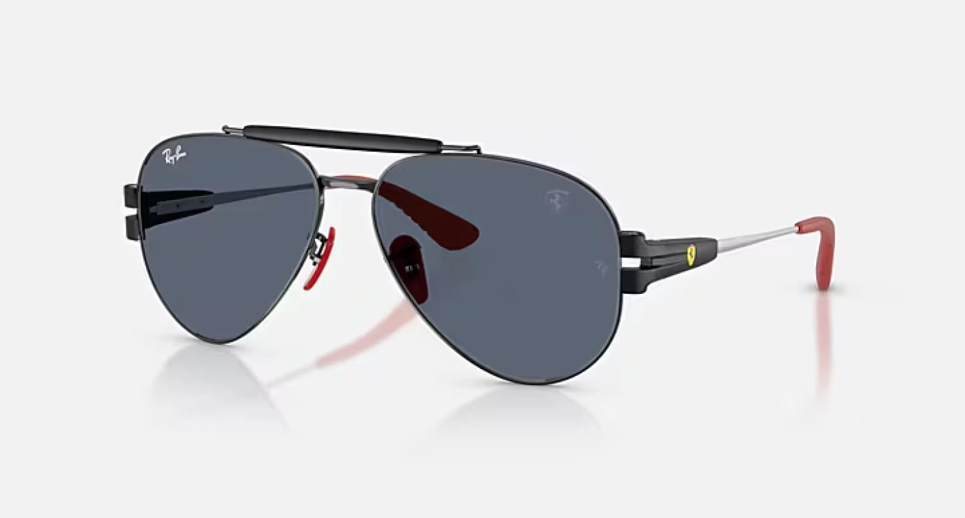 عینک آفتابی اورجینال ری‌بن فراری (Ferrari Collection) RB3762M F00987 فریم مشکی براق عدسی مشکی