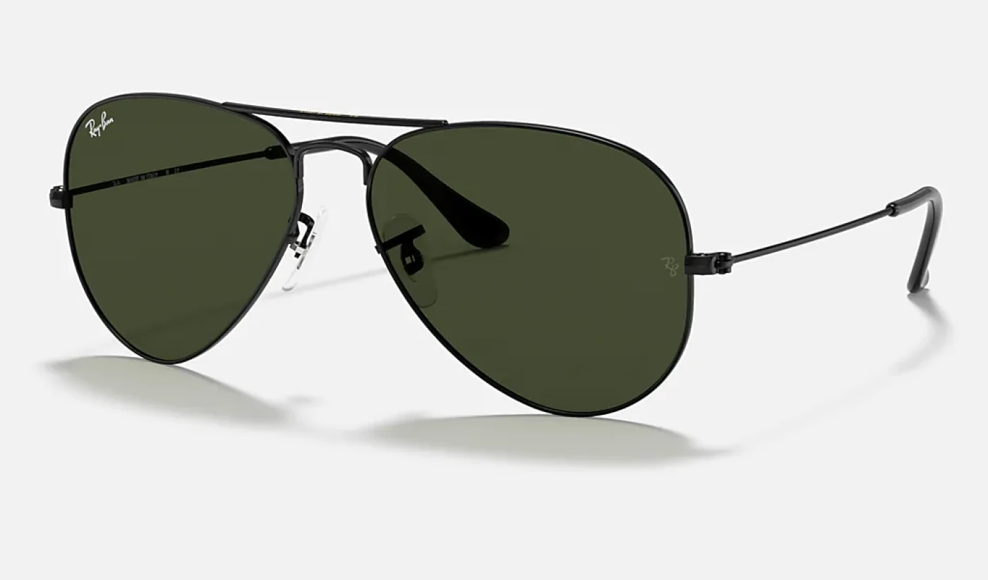 عینک آفتابی ری‌بن مدل RB3025 L2823 Aviator Classic فریم مشکی با عدسی سبز G-15